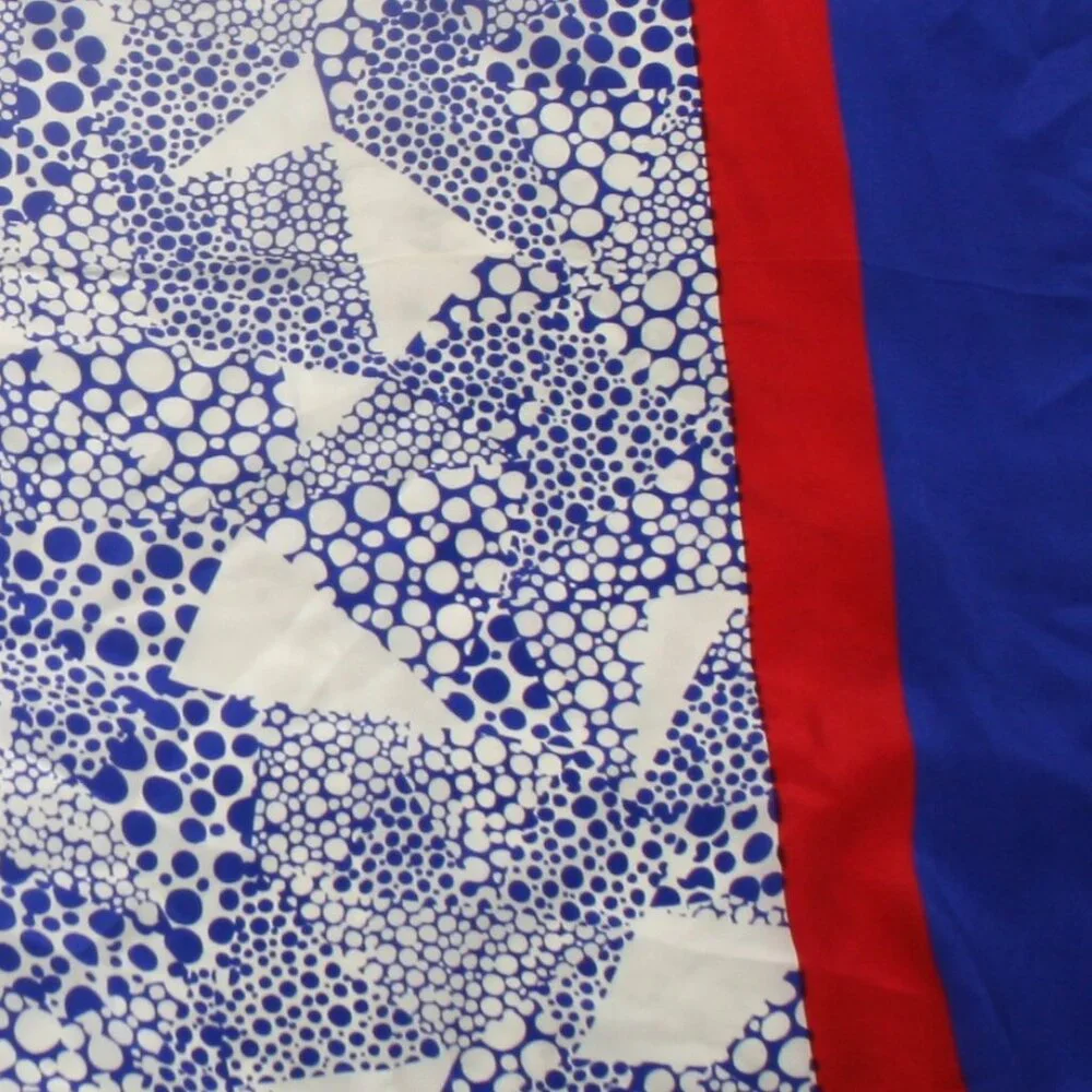 VINTAGE THE SILK FARM Scarf Polka Dot Patriotic Stripe Oversized Red White Blue